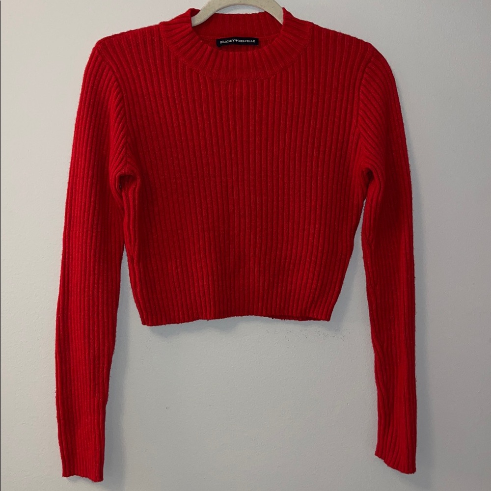Brandy Melville Red Cropped Sweater